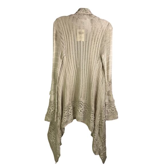 Boston Proper Cardigan Womens Sz XS Beige Crochet Drapey Open Front NWT - Picture 3 of 10